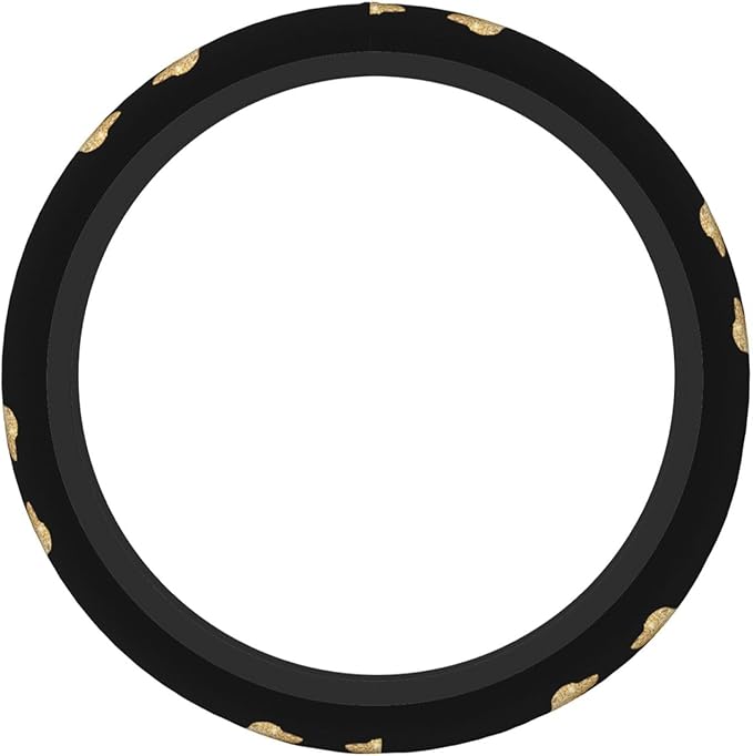 Gold Daschund Dog Neoprene Steering Wheel Covers Women Men Car Accessories, Universal 15 Inch Fit Auto, Suvs, Truck