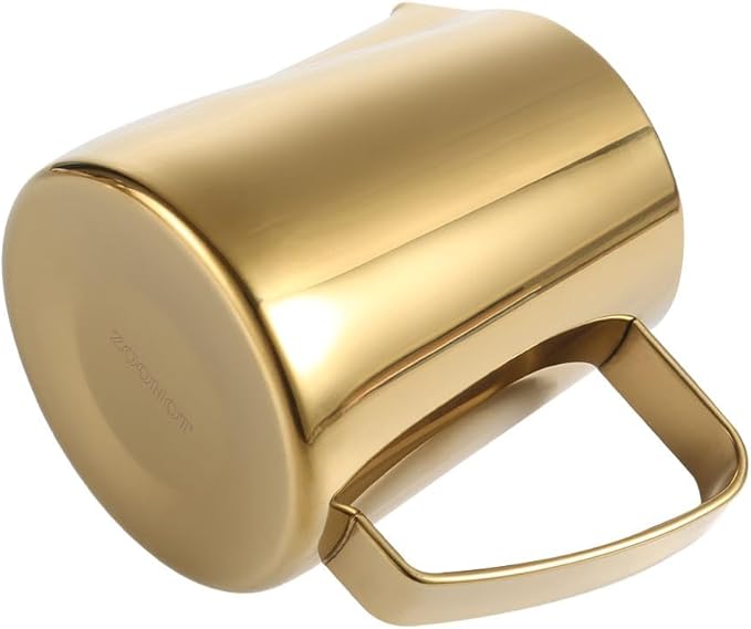 Milk Frothing Pitcher, 12oz/350ml Stainless Steel Espresso Steaming Pitcher, Milk Frother Steamer Cup For Latte Art, Gold