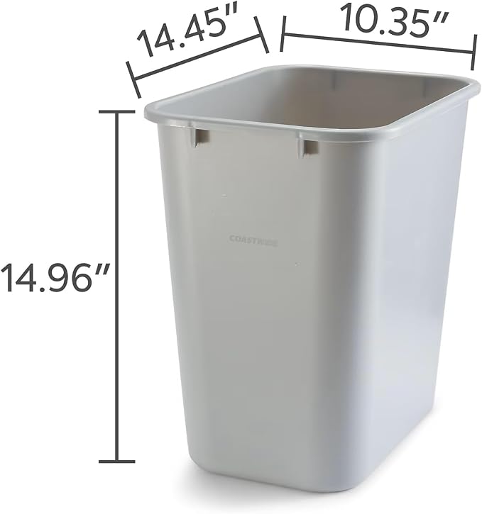 COASTWIDE Professional™ Indoor Trash Can Without Lid, Gray Soft Molded Plastic, 7 Gallon