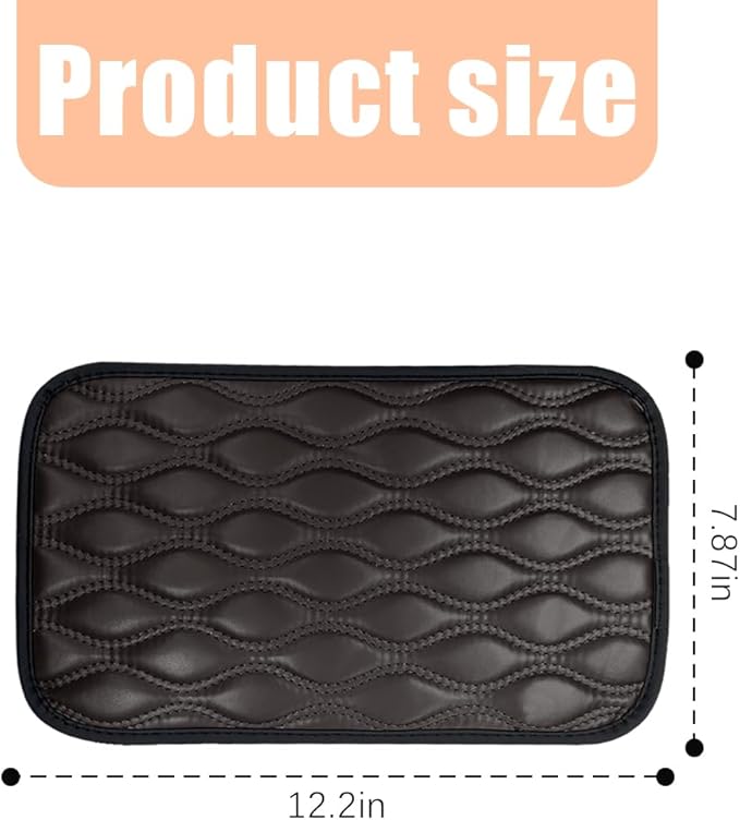 Car Center Console Cover, Leather Vehicle Armrest Seat Box Pad, Comfortable Memory Foam Automotive Interior Protection Cushion Mat Accessories, Universal for SUV, Sedan, Truck (Coffee)