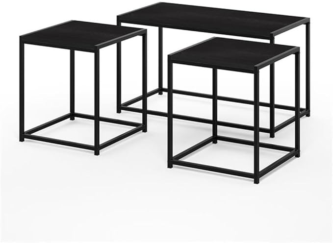 Furinno Camus Modern Living Room Coffee Table with 2 End Tables Set, Americano