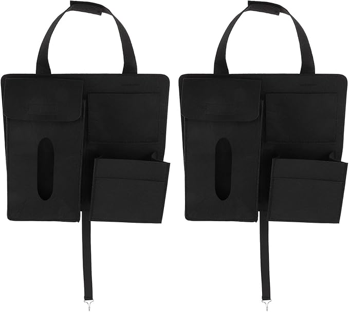 POPETPOP Felt Car Seat Organizer 2Pcs Backseat Storage Bags Hanging Auto Seats Storage Pouch for Car Interior Accessories