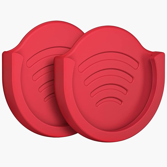 pop-tech Grip Mount for Socket User, 2 Pack Silicone Car Phone Holder for Phone Collapsible Grip/Stand with 3M Sticker Pads Replacement for Dashboard, Office, Home, Desk, Kitchen, Wall and More Red