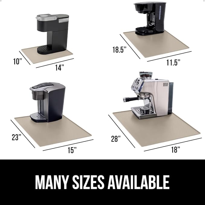 GORILLA GRIP Silicone Coffee Mat, 15x23, Espresso Machine Bar Accessories, Keep Kitchen Counters Clean, Stays in Place, Waterproof and Heat Resistant Dish Drying Mats, Home Decor Essentials, Almond