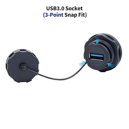 CNLINKO USB3.0 Panel Mount Socket IP67 Waterproof PBT Female Type A USB Connector