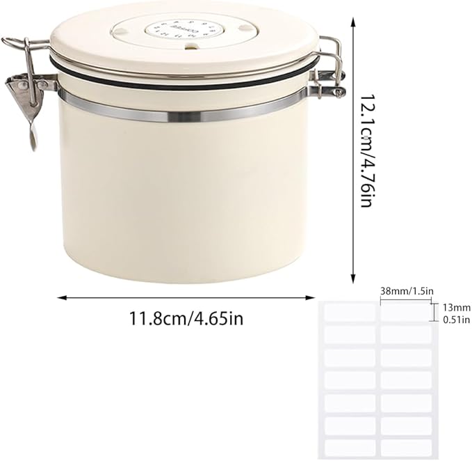 Stainless Steel Coffee Canister, 40 fl oz, Airtight Lid with CO2 Valve, Perfect for Bean, Ground & Tea Storage - Coffee Lovers Essential