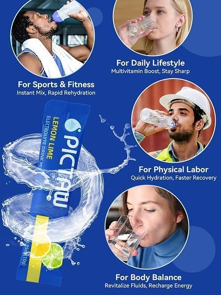 Electrolytes Powder Packets - Hydration Packets, Liquid Daily IV Hydrate Packet for Dehydration Relief and Rehydration Portable, Electrolyte Drink Mix Vegan/Non-GMO (Lemon Lime 30 Pack)