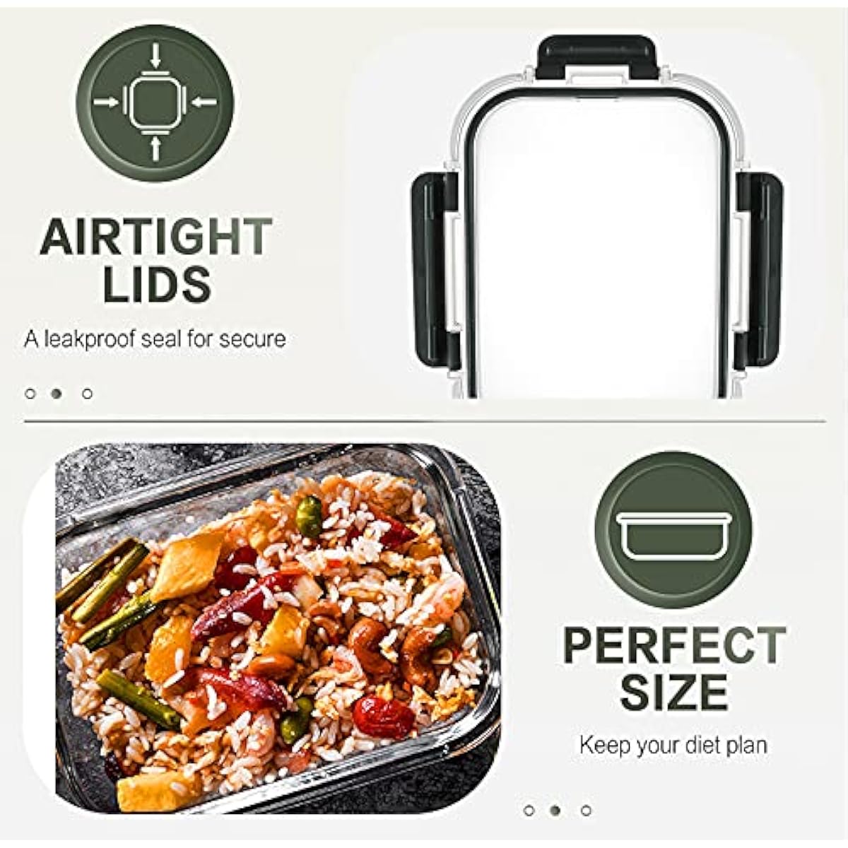 KOMUEE 10 Packs 30 oz Glass Meal Prep Containers,Glass Food Storage Containers with Lids,Airtight Lunch Bento Boxes,Microwave,Freezer and Dishwasher,Gray