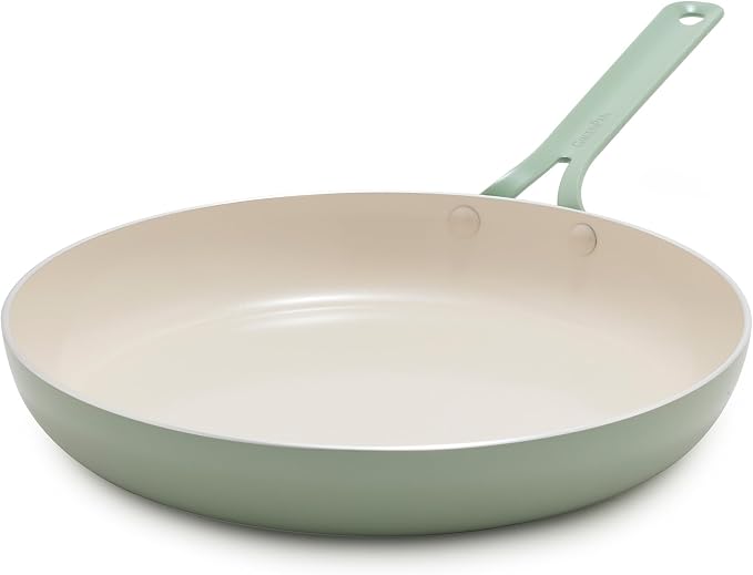 GreenPan Nova 12” Nonstick Frying Pan Skillet, PFAS-Free Ceramic Cookware, Durable Fast Heating, Induction Ready, Omelet & Eggs, Oven Safe to 600F, Dishwasher Safe, Pistachio Green