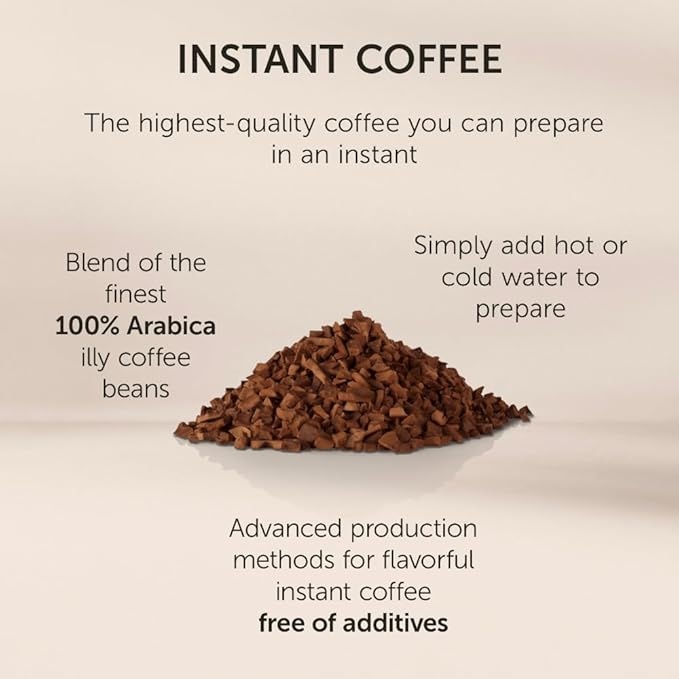 illy Instant Coffee- 100% Arabica Coffee – Intenso Dark Roast – Warm Notes Of Cocoa & Dried Fruit - Easy Preparation - Convenient Coffee Instant Format - Roasted In Italy – 3.3 Ounce