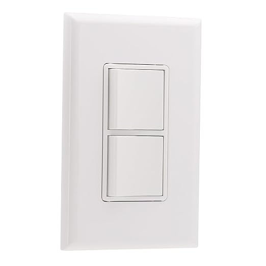 Wengart Rocker Combination Decorator Switch, 15A 120V, Dual 2-in-1 Space-Saving Light Switch with Screwless Wall Plate, Single Pole, UL Listed, White