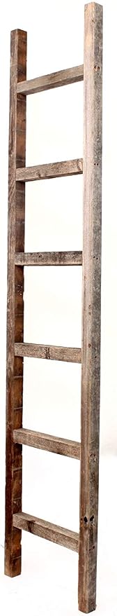 BarnwoodUSA Rustic Farmhouse Decorative Ladder - Our 6 ft Ladder can be Mounted Horizontally or Vertically and is Crafted from Upcycled Wood | No Assembly Required | Weathered Gray
