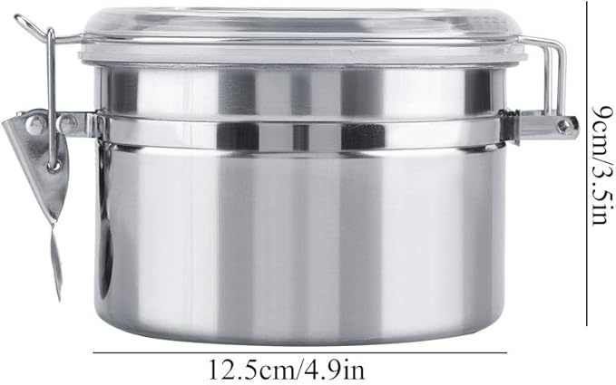 Stainless Steel Coffee Canister, Container Vacuum Sealed Storage Jar with Airtight Clamp Lid for Sugar Tea Bean (Small)