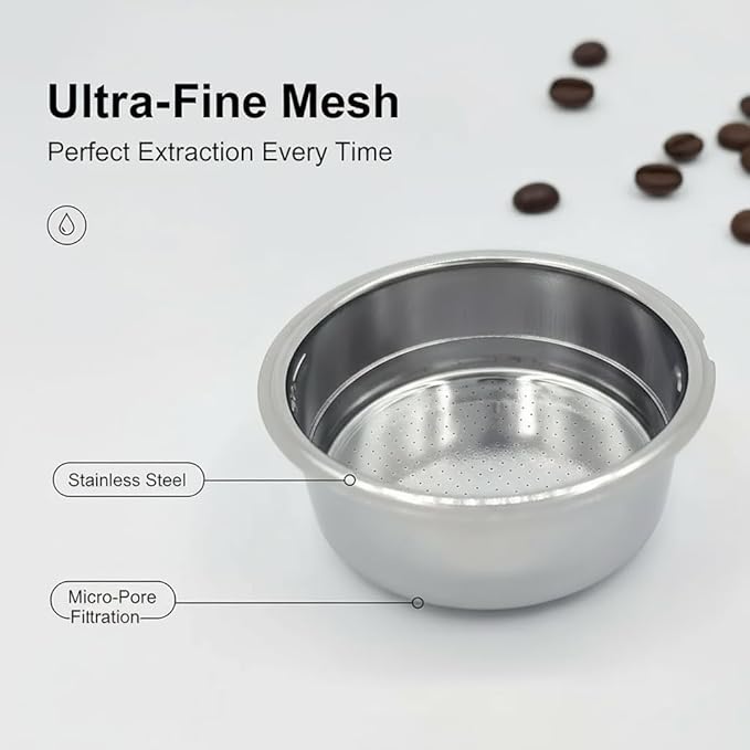 51mm Pressurized Portafilter Basket, Stainless Steel, 2 Cup Capacity, Compatible with Gevi/CASABREWS/CAPRESSO