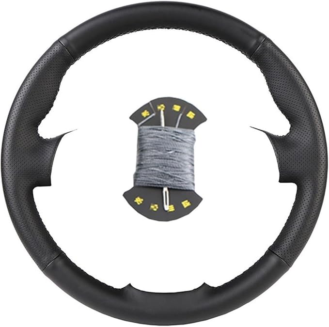 Custom Microfiber Leather Steering Wheel Cover fit for 1998-2005 206, 206 SW, 206 CC - Slip-On Design(A-Grey thread)