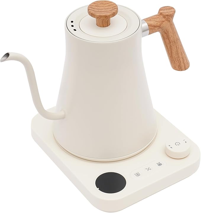 Electric Kettle 0.9L, Fast Boiling Water Heater with Stainless Steel Inner, 1-24H Insulation Design, Gooseneck Electric Kettle for Pour Over Coffee, Brew Tea, Boil Hot Water, White