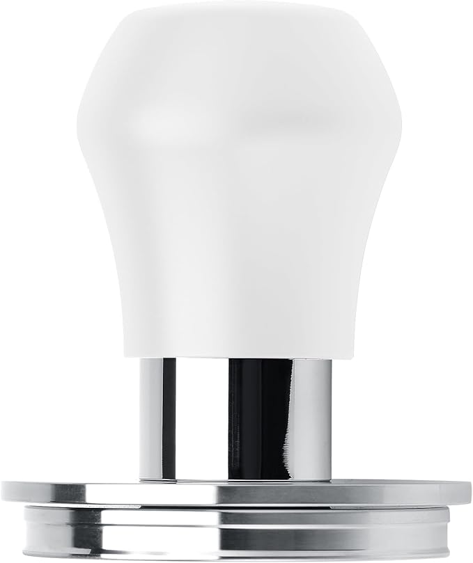 Normcore 58.5mm Coffee Tamper V4.1 Mini, Spring-Loaded with Click Feedback, Self-Leveling Stainless Steel Flat Baffle, Compatible with 58mm Espresso Machines Portafilter, White