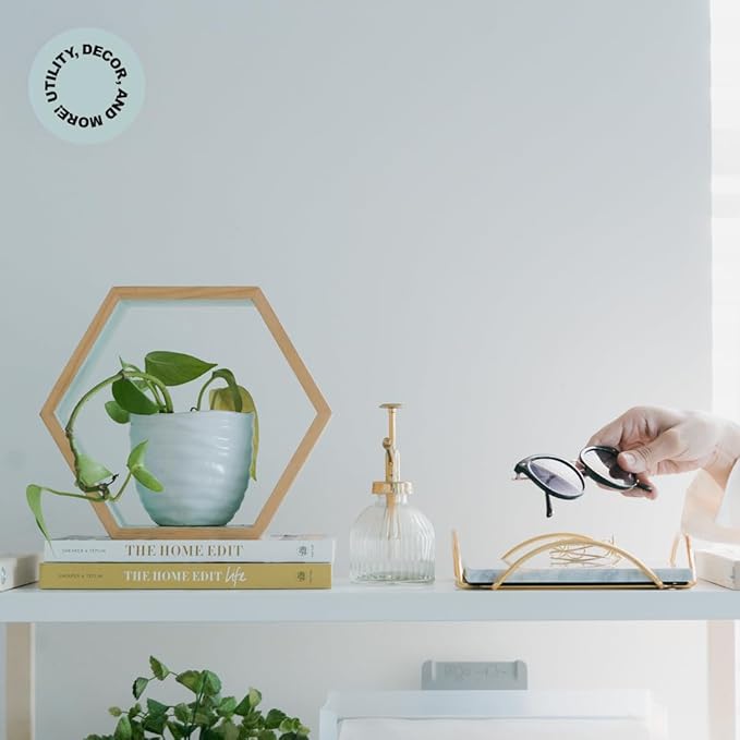 Serving Tray with Gold Handles – 12"x8" Marble Decorative Tray for Food, Drinks, Bathroom, or Coffee Table Décor by Museo