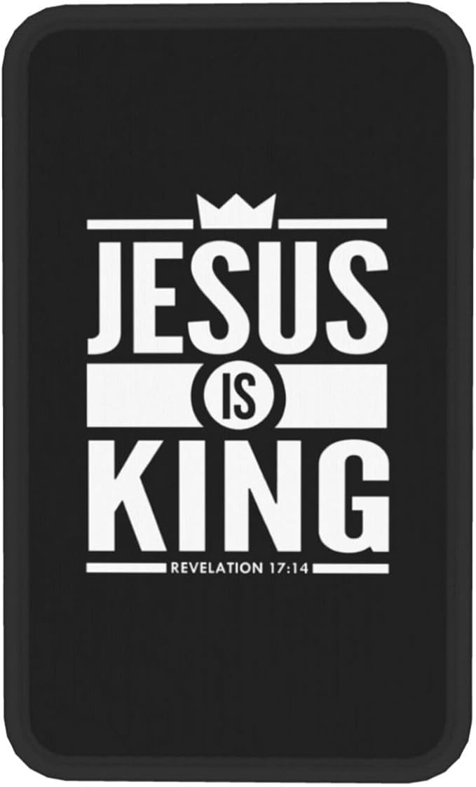 Jesus is King Christian Bible Scripture Quote Car Handrail Box Cushion Auto Center Console Cover Car Center Console Cushion Pad Waterproof Car Armrest Seat Box Cover Fit for Car Truck Rv SUV