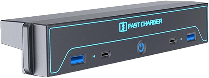 Center Console USB Center with Sliding Lid Multiport Fast Charging Station Center Console Charges Center for Vehicles