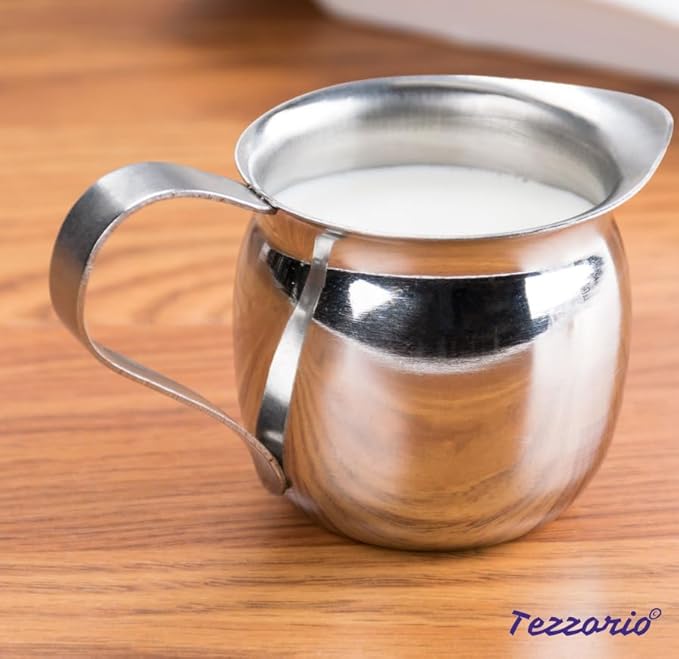 Betolla 5 oz Stainless Steel Bell Creamer – Bell-Shaped Mini Pitchers for Serving Cream, Milk, Syrups & More