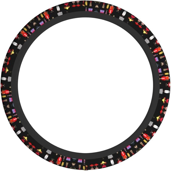 Fashion Character Pattern Anti-Slip Steering Wheel Cover, Sweat-Absorbing Protection, 15-inch car Universal Accessories