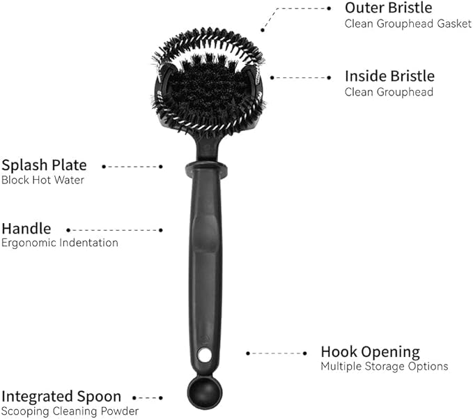 watchget Espresso Coffee Machine Cleaning Brush Espresso Group Head Cleaning Brush Detachable 360°Nylon Bristles Espresso Machine Cleaning Tool V2 58mm