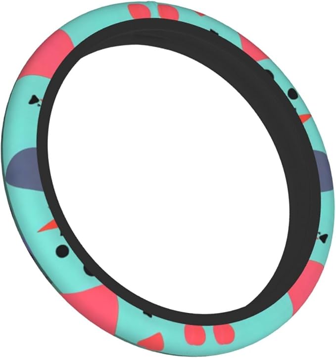 Geometric Patterns Steering Wheel Cover. Car Decor,Anti-Slip,Sweat Absorption,Easy Carry, Universal 15 Inch