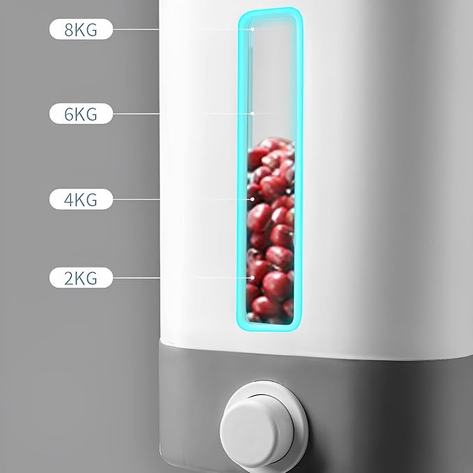 Sooyee 22 Lbs Rice Dispenser with Measuring Cup, Large Food Storage Container for Rice, Corn, Soybean & Oatmeal, Airtight, Moisture Proof