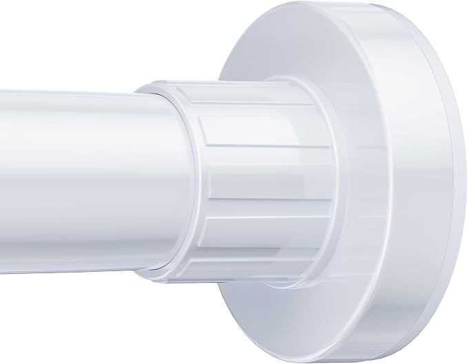 Ausemku Shower Curtain Rod 32-65 Inch Adjustable - 1 Inch Diameter Heavy Duty No drill Spring Tension Shower Rod, Non-Slip Rustproof Telescopic Rod for Bathroom, White