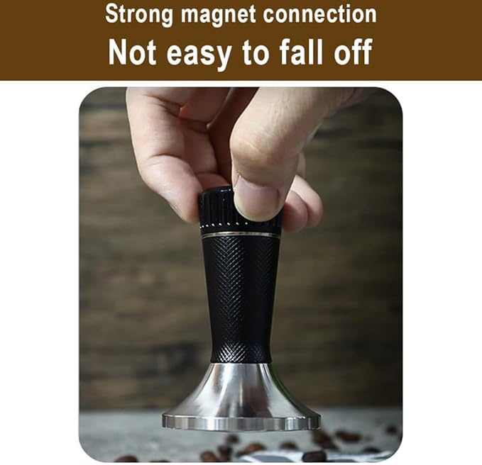 53mm Espresso Tamper, 2-in-1 Premium Barista Coffee Tamper & WDT Tool, Excellent Quality Curve Stainless Steel Base Tamper for Espresso Machine, Compatible with Breville Series 54mm Portafilter Baske