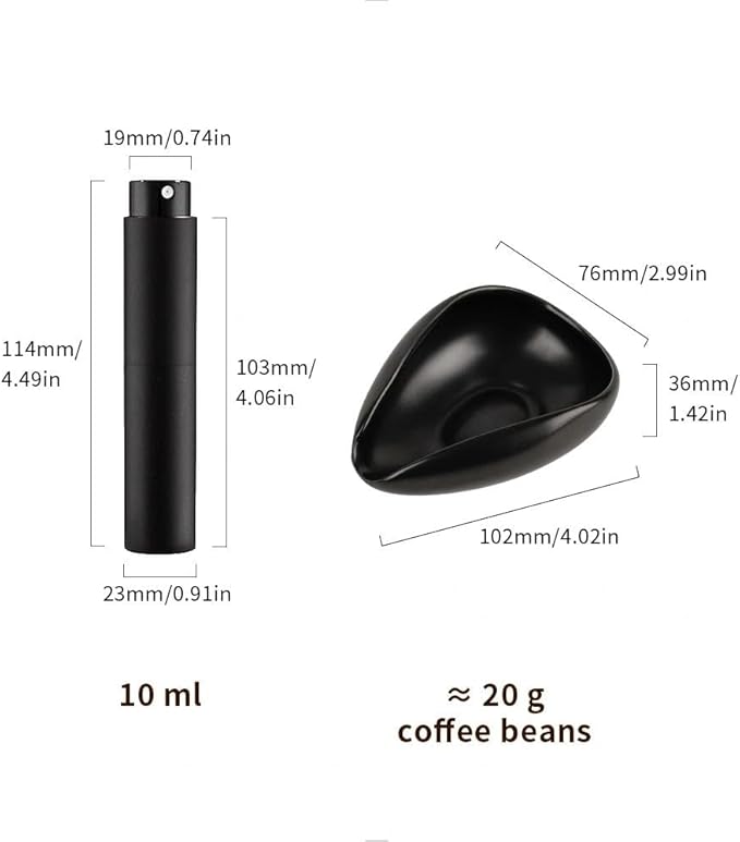 watchget Coffee Bean Dosing Cup & RDT Spray Bottle Kit for Espresso Bar, Static Reduction Ceramic Single Dose Tray for Brewing/Tea, Barista Accessories Set, Black