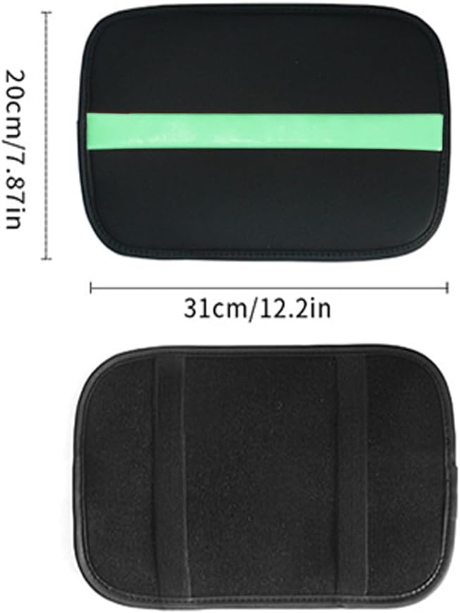 Car Armrest Seat Box Mat, PU Leather Center Console Cover, Universal Waterproof Car Interior Accessories, Arm Rest Box Protector Cushion Pad for Most Vehicle (Green)
