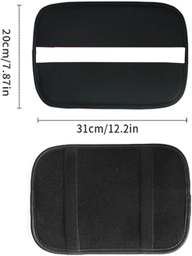 Car Armrest Seat Box Mat, PU Leather Center Console Cover, Universal Waterproof Car Interior Accessories, Arm Rest Box Protector Cushion Pad for Most Vehicle (White)