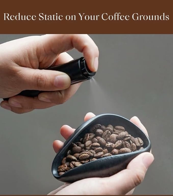 Coffee Bean Dosing Cup and Spray Bottle Set, Ceramic Single Dosing Tray for Coffee&Tea, Dosing Vessel Espresso Accessories for Coffee Bar, Black