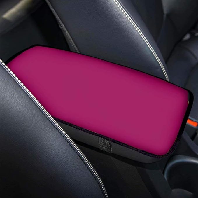 Grape Purple Car Armrest Cushion Soft Leather Auto Center Console Pad Cover Handrail Box Universal Ergonomic Design Decoration Cushion