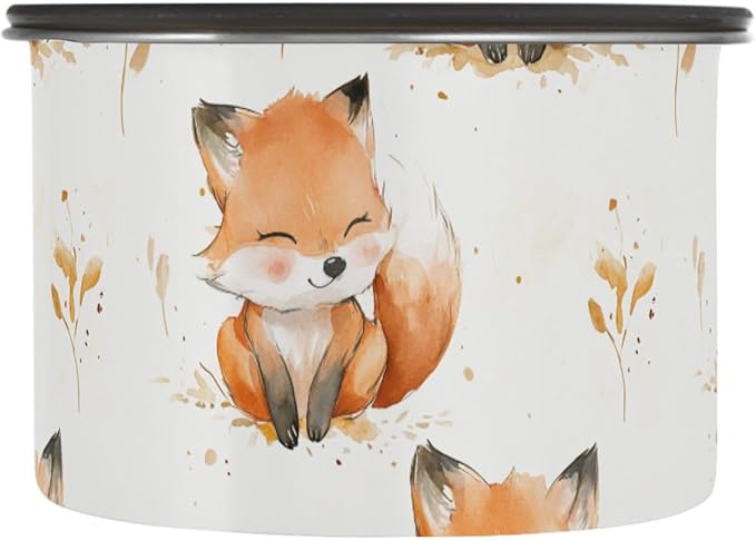ALAZA Cute Fox Watercolor Airtight Coffee Bean Canister 500ml Food Storage Containers with Lids For Gournd, Tea, Sugar, Flour, Rice, Cereal, Candy Cookie Jar