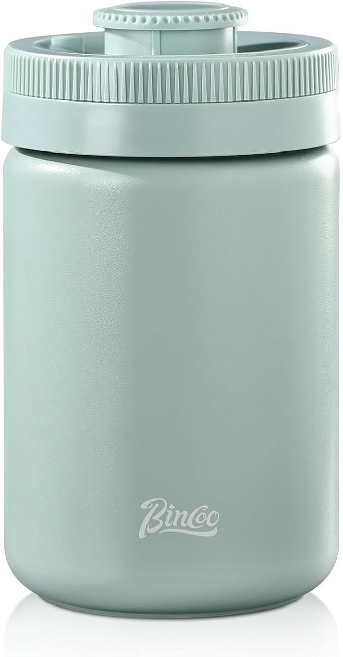 Bincoo Coffee Canister, Large Stainless Steel Coffee Bean Storage Container with Date Tracker (Green)