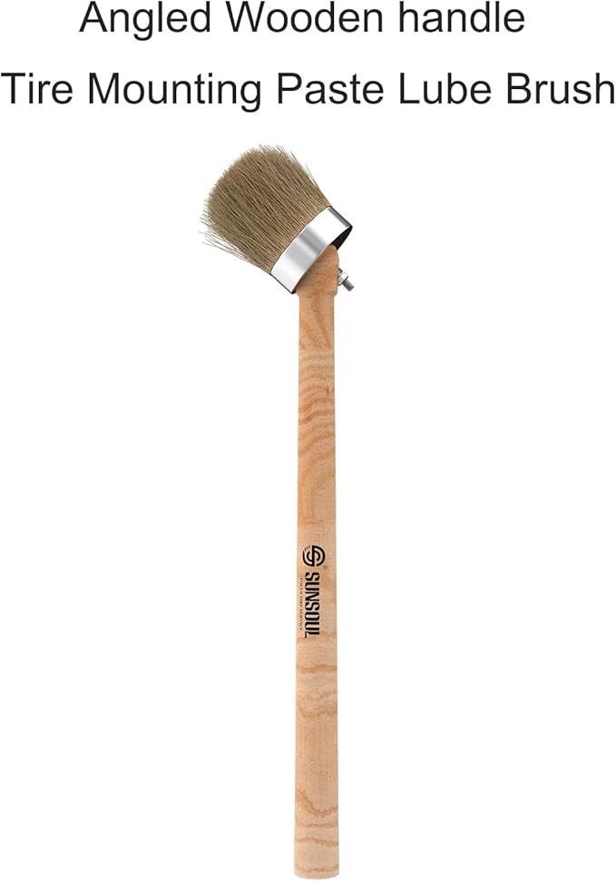 SUNSOUL Wooden Handle Angled Tire Mounting Paste Lube Brush 15.75” in Length, Compatible with Universal Tire Mounting Compounds and Other tire lubes