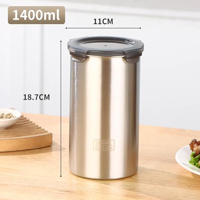 Stainless Steel Vacuum Seal Coffee Canister With Clear Lid, Airtight Food Storage Container With Locking Clamp for Coffee Beans, Tea, Cereal, Nuts (304 Steel With Clear Lid, 47 fl oz / 1400ml)