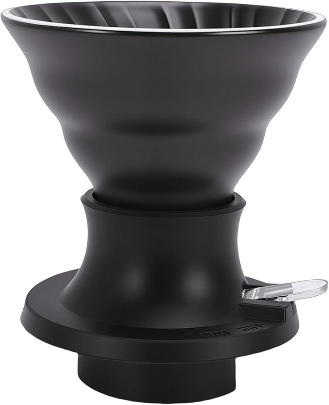Premium Ceramic Pour Over Coffee Dripper - Heat Immersion Cone Brewer with Filter Holder for Home, Office & Travel Use, Ideal Coffee Maker for Daily Brewing (Black)