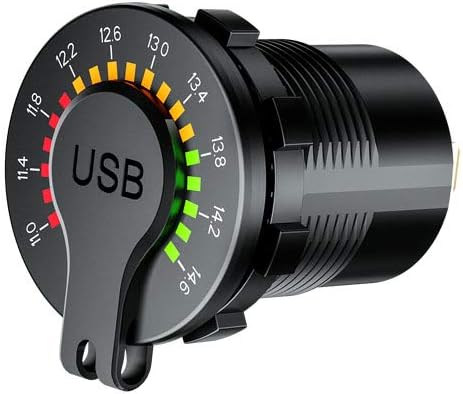Quick Charge 3.0 Dual USB Car Charger Socket, 12V USB Outlet Fast Charge with LED Voltmeter & Switch