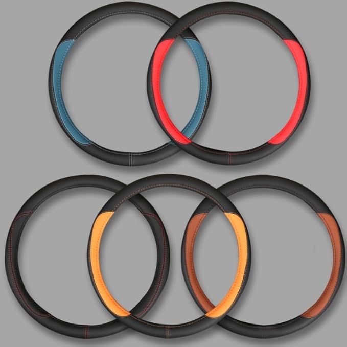 Product Truck Steering Wheel Cover PU Leather Anti Slip Anti Rub Four Season Universal 16 17 18 19inch (Black Brown, 16inch)