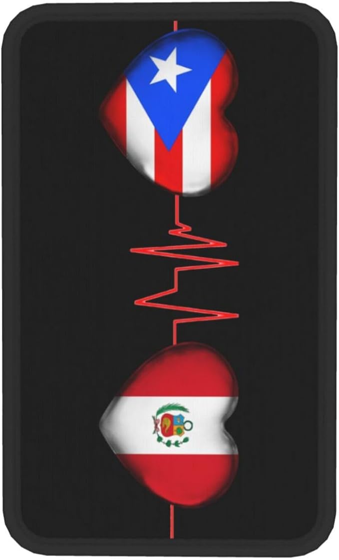 Auto Center Console Pad Puerto Rico Porto Rico Puerto Rican and Peru Peruvian Flag Be of one Mind Car Armrest Cover Armrest Seat Handrail Box Cover Cushion Universal Decoration Protector Accessories