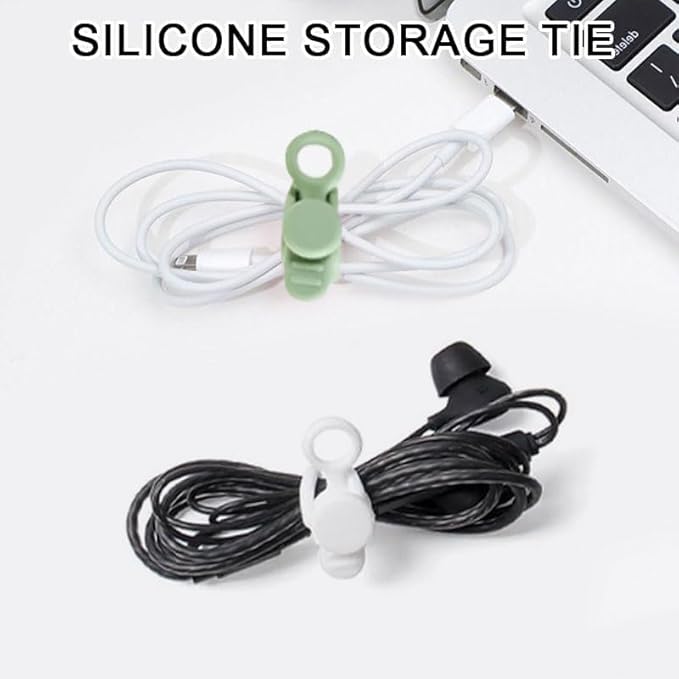 Silicone Cable Ties, 12pcs Reusable Data Cable Organizer, Multipurpose Elastic Wire Organizer Ties for Bundling and Fastening Earphone, Phone Charger