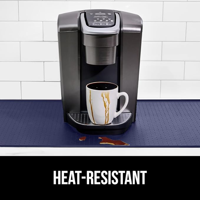 GORILLA GRIP Silicone Coffee Mat, 18x28, Espresso Machine Bar Accessories, Keep Kitchen Counters Clean, Stays in Place, Waterproof and Heat Resistant Dish Drying Mats, Home Decor Essentials, Navy