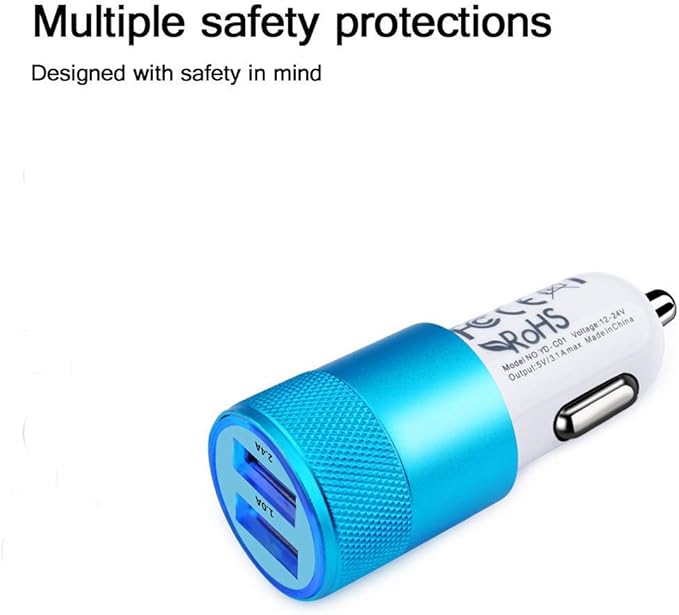 Car Charger, Sicodo 3.4A 2 Pack USB Smart Port Charger Compatible with iPhone 17 16 15 14 13 12 SE X 11 Pro, Pro Max, Plus, Samsung Galaxy S26 S25 S24 S23 S22 Plus Note 20, LG, Pixel, iPad Pro