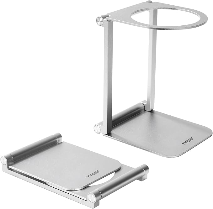 Pour Over Coffee Maker Stand,Foldable Portable Electric Espresso Machine Stand,Holder for Coffee Grinder,Universal Dripper,V60 Dripper,Travel Coffee Maker, Press Round&Sliver