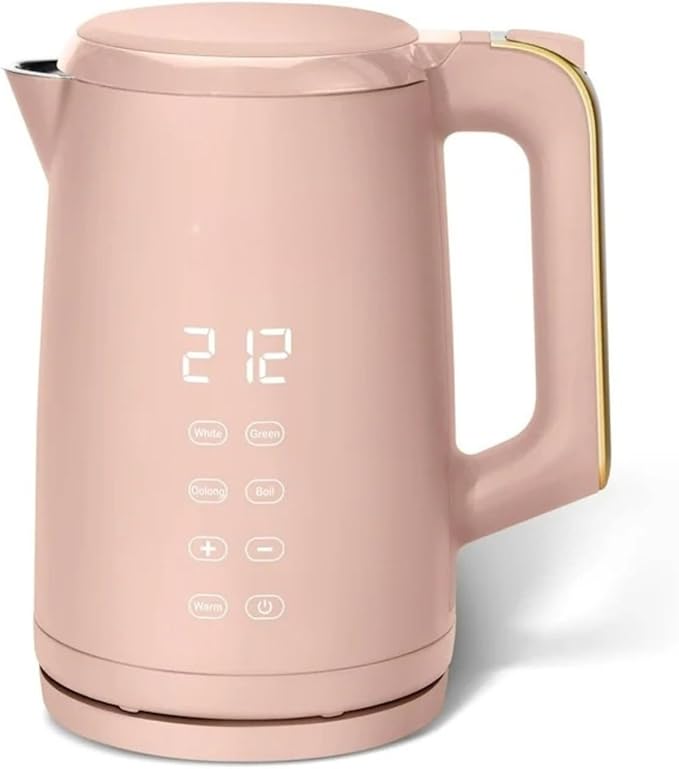 Electric Gooseneck Kettle 1 Liter 1200W, Stainless Steel, Pour Over Coffee Tea, Auto Shut-Off, 360° Cordless Power Base (Rose 1.7L)