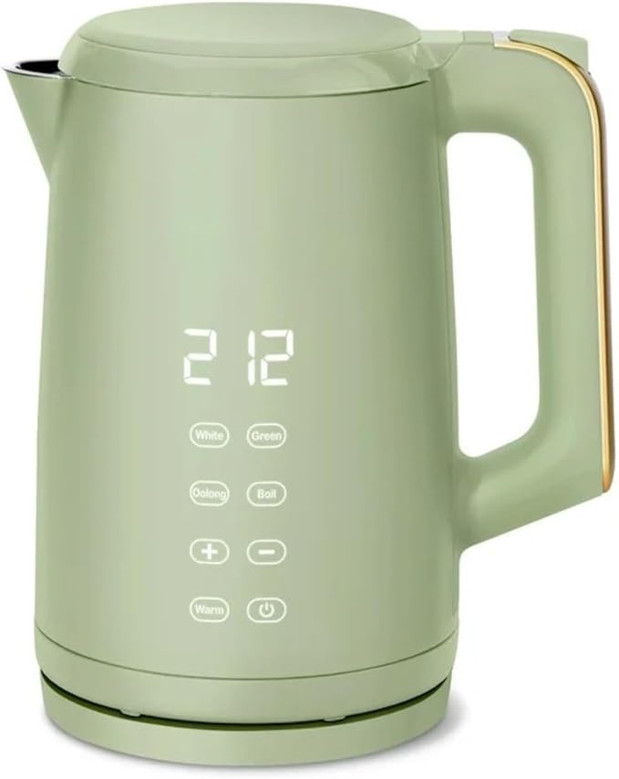 Electric Gooseneck Kettle 1 Liter 1200W, Stainless Steel, Pour Over Coffee Tea, Auto Shut-Off, 360° Cordless Power Base (Sage Green 1.7L)